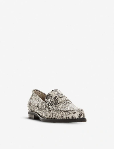 Shop Dune Grady Snake-embossed Leather Loafers In Natural-rept+printleathe