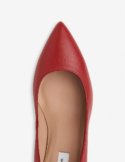 Shop Lk Bennett Floret Pointed-toe Leather Courts In Red-roca+red