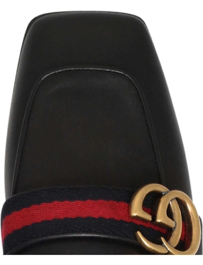 Shop Gucci Womens Black Mid-heel Leather Loafers