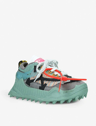 Shop Off-white Odsy-1000 Leather Trainers In Blue/dark
