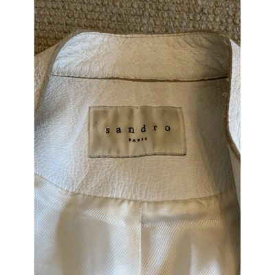 Pre-owned Sandro Leather Jacket In White