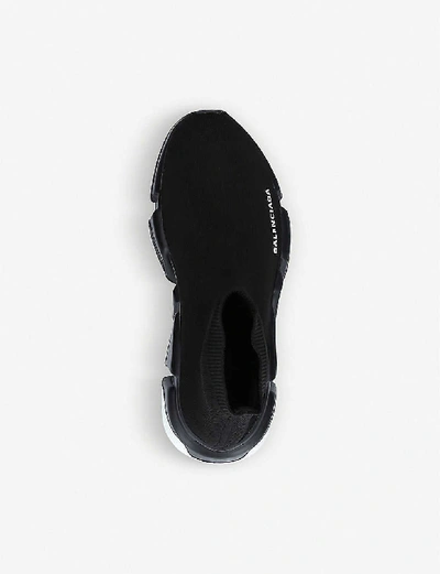 Shop Balenciaga Speed Slip-on Knitted Mid-top Trainers In Blk/white