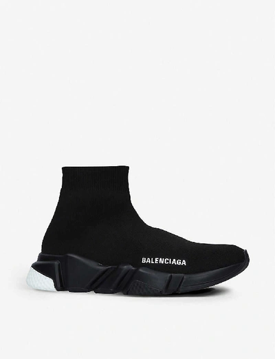 Shop Balenciaga Speed Slip-on Knitted Mid-top Trainers In Blk/white