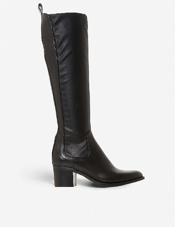 dune black leather knee high boots