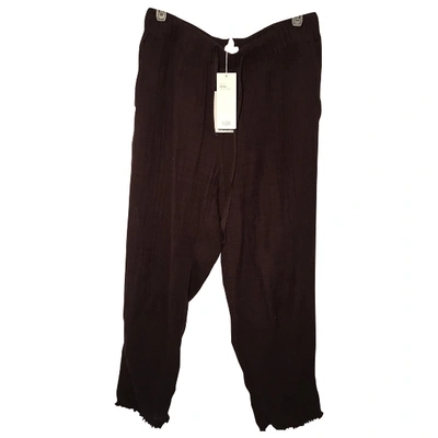 Pre-owned Eileen Fisher Burgundy Cotton Trousers
