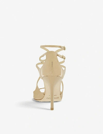 Shop Jimmy Choo Ivette 85 Patent-leather Heeled Sandals In Nude