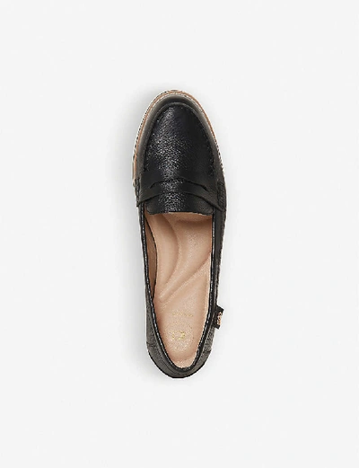 Shop Dune Guinnea Low-heel Leather Loafers In Black-leather+mix