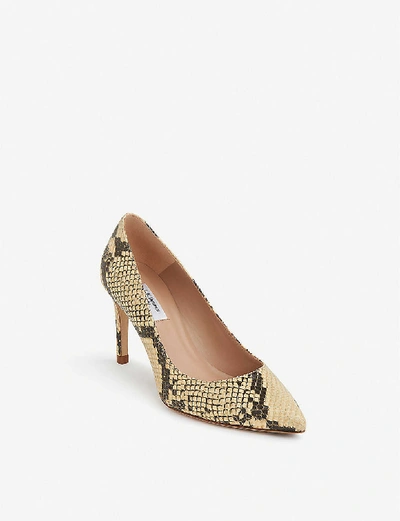 Shop Lk Bennett Floret Snake-embossed Leather Courts In Yel-yellow