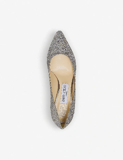 Jimmy Choo Multicolor Glitter Fabric Romy 85 Pumps In Champagne