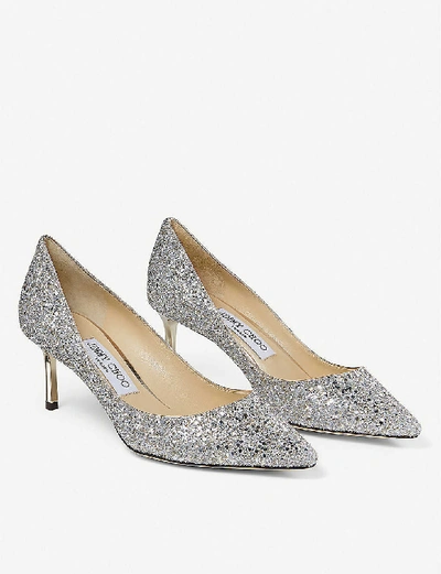 Jimmy Choo Multicolor Glitter Fabric Romy 85 Pumps In Champagne