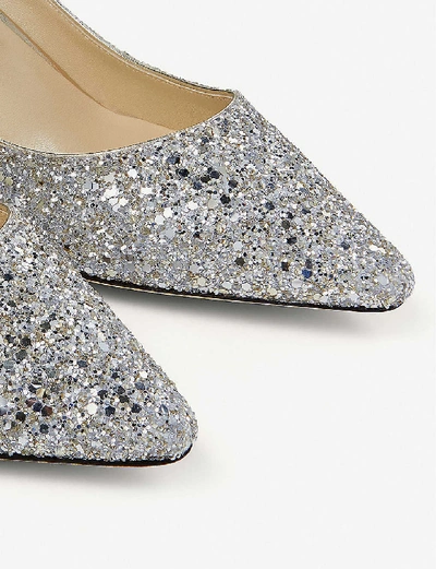 Jimmy Choo Multicolor Glitter Fabric Romy 85 Pumps In Champagne