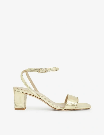 Shop Sandro Womens Gold Miana Croc-embossed Leather Sandals 4