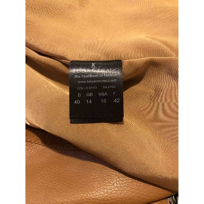Pre-owned Luisa Cerano Leather Jacket In Camel