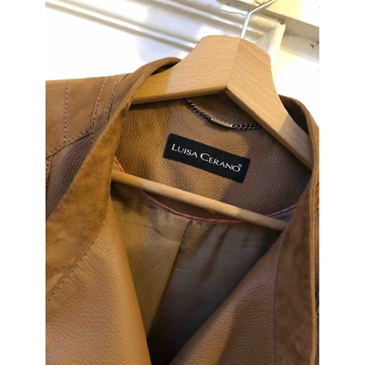 Pre-owned Luisa Cerano Leather Jacket In Camel