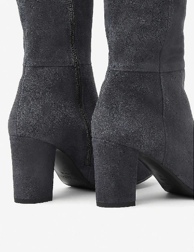 Shop Lk Bennett Sirena Suede Knee-high Boots In Gry-smoke