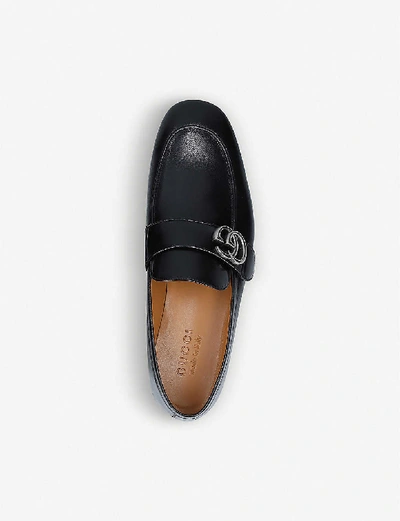 Shop Gucci Donnie Gg-embellished Leather Loafers In Black