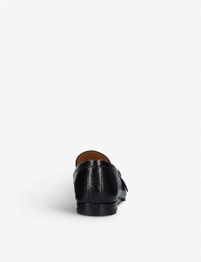 Shop Gucci Donnie Gg-embellished Leather Loafers In Black