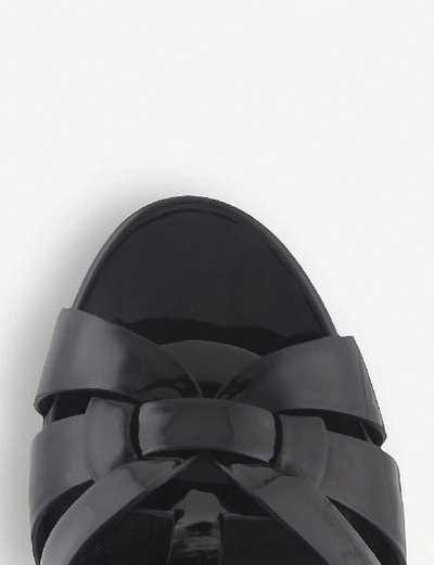 Shop Saint Laurent Women's Black Tribute 105 Patent-leather Heeled Sandals