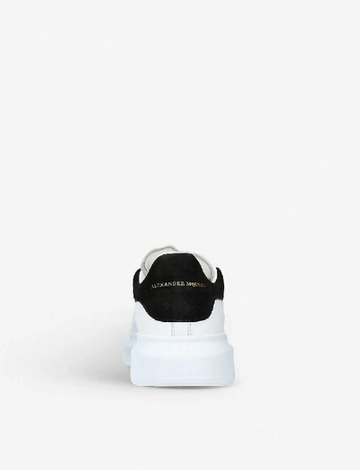 Shop Alexander Mcqueen Runway Leather And Suede Platform Trainers In White/blk