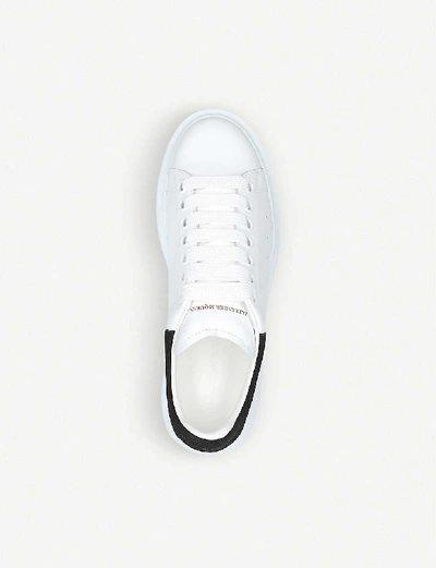 Shop Alexander Mcqueen Runway Leather And Suede Platform Trainers In White/blk