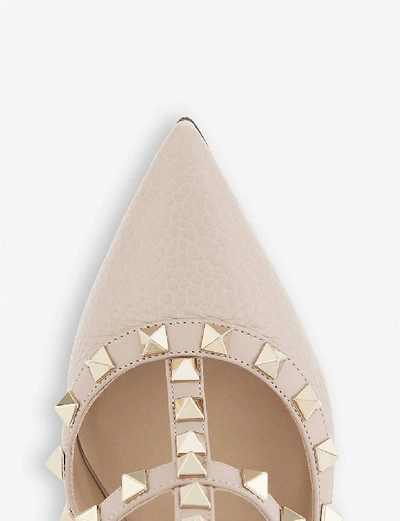 Shop Valentino Rockstud 100 Leather Courts In Nude