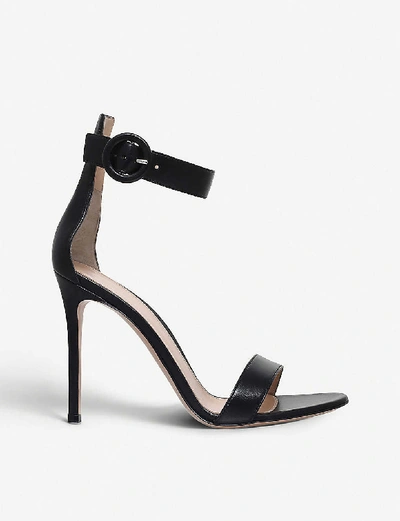 Shop Gianvito Rossi Women's Black Portofino Leather Sandals