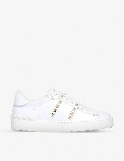 Rockstud leather low-top trainers