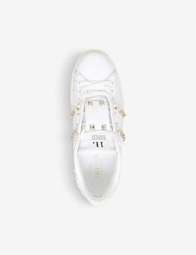 Rockstud leather low-top trainers