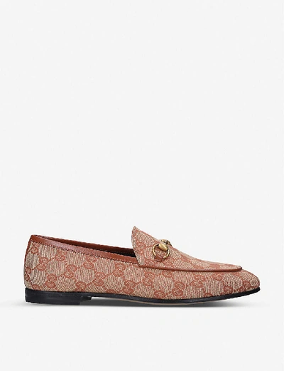 Shop Gucci Jordaan Gg Canvas Loafers In Beige+comb