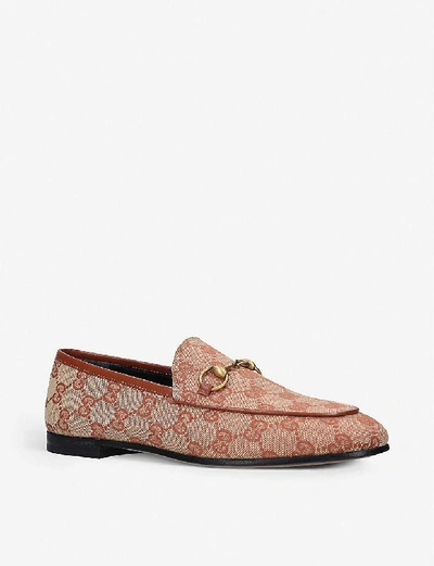 Shop Gucci Jordaan Gg Canvas Loafers In Beige+comb