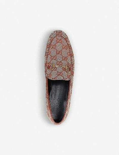 Shop Gucci Jordaan Gg Canvas Loafers In Beige+comb