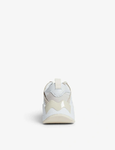Shop Maje W22 Mesh And Leather Trainers In Off+white