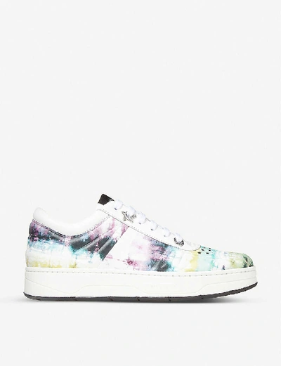 Shop Jimmy Choo Hawaii Tie-dye Print Leather Trainers In X Oasis