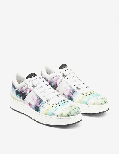 Shop Jimmy Choo Hawaii Tie-dye Print Leather Trainers In X Oasis