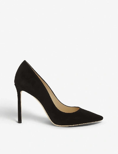 Shop Jimmy Choo Romy 100 Suede Courts In Black