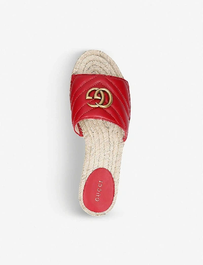 Shop Gucci Pilar Leather Espadrille Sliders In Red