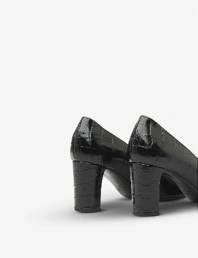 Lk Bennett Winola Mock-croc Leather Courts In Bla-black