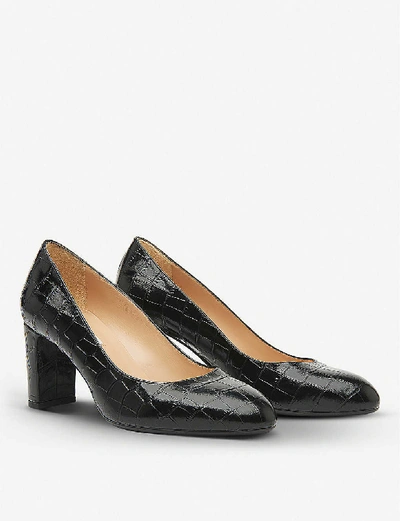 Lk Bennett Winola Mock-croc Leather Courts In Bla-black