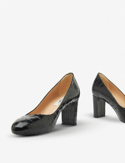 Lk Bennett Winola Mock-croc Leather Courts In Bla-black