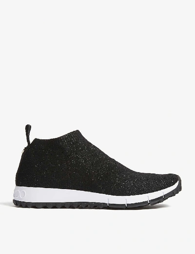 Shop Jimmy Choo Norway Knitted Textile Trainers In Black/black