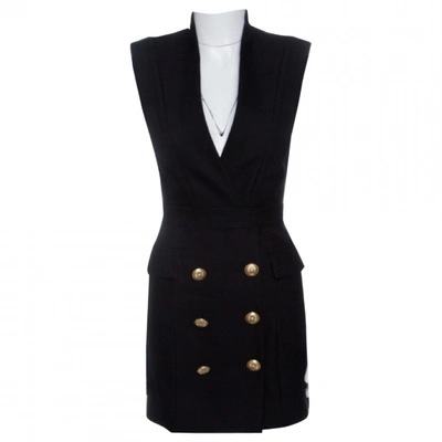 Pre-owned Balmain Silk Mini Dress In Black