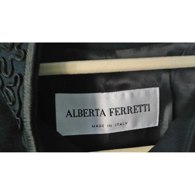 Pre-owned Alberta Ferretti Wool Cardi Coat In Navy