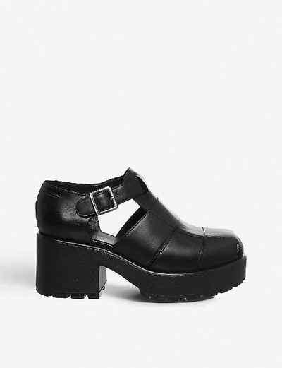 Vagabond Black Leather Chunky Heeled | ModeSens