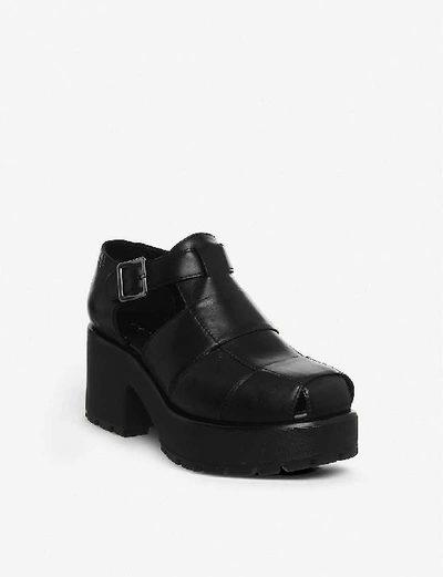 Black Leather Chunky Heeled Shoes | ModeSens