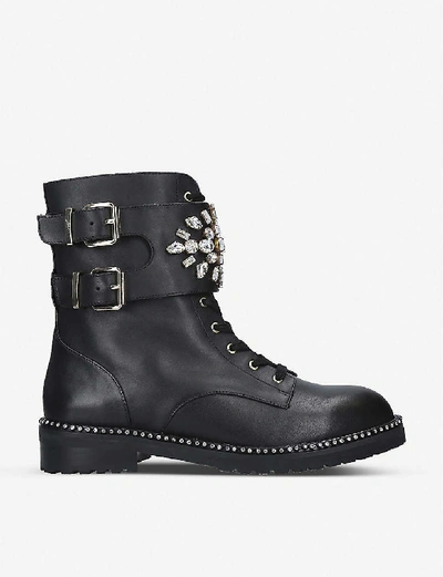 Shop Kurt Geiger London Women's Black Stoop Leather Biker Boots