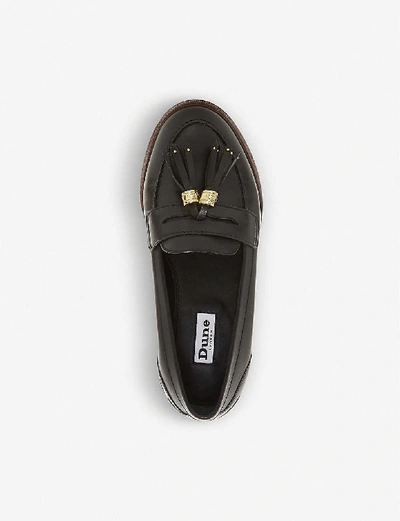 Shop Dune Glazer Leather Tassel Loafer In Black-leather