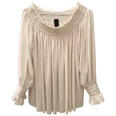 Pre-owned Norma Kamali Ecru Polyester Top