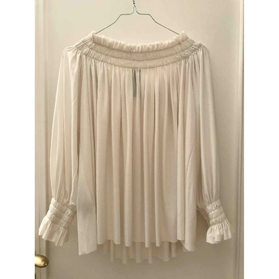 Pre-owned Norma Kamali Ecru Polyester Top