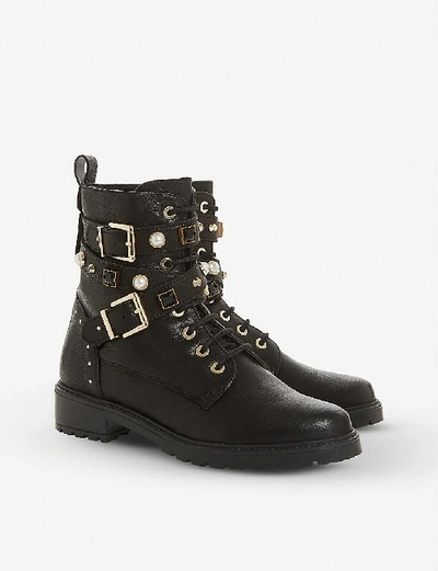 Shop Dune Popular Leather Ankle Boots In Black-leather