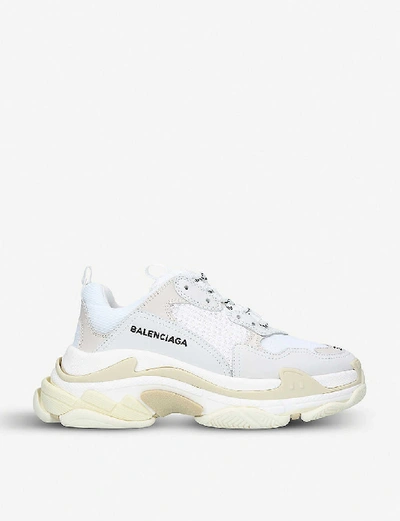 Shop Balenciaga Triple S Leather And Mesh Trainers In White/oth